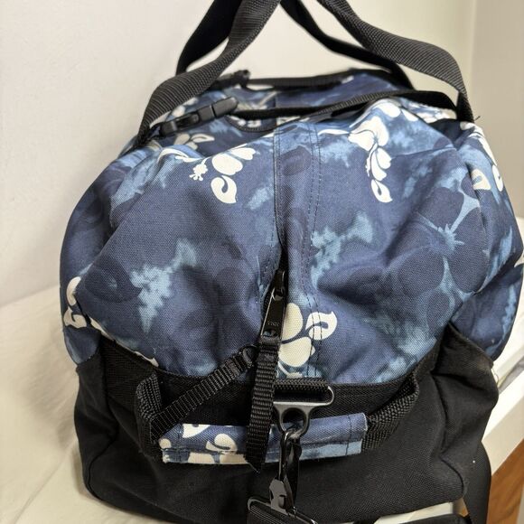 LL Bean Blue Hawaiian Hibiscus Travel Vacation Weekender Duffle Bag 22” Large - Picture 12 of 15